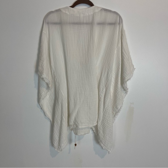 Anthropologie beach cover up front tie v neck tunic white cotton gauze SZ XXS - Picture 5 of 8